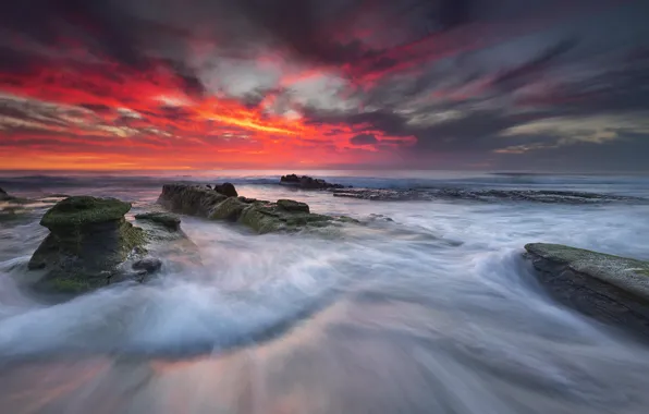 Picture sea, sunset, shore