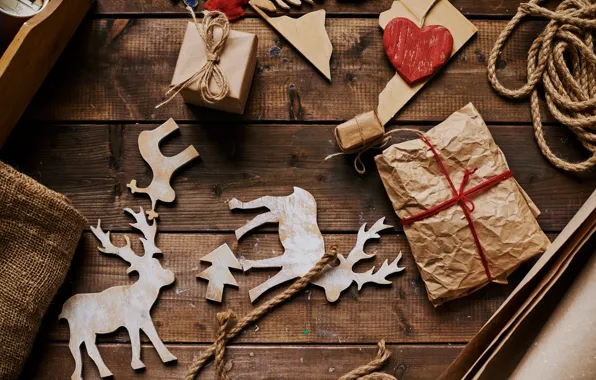 New year, Holiday, deer, heart