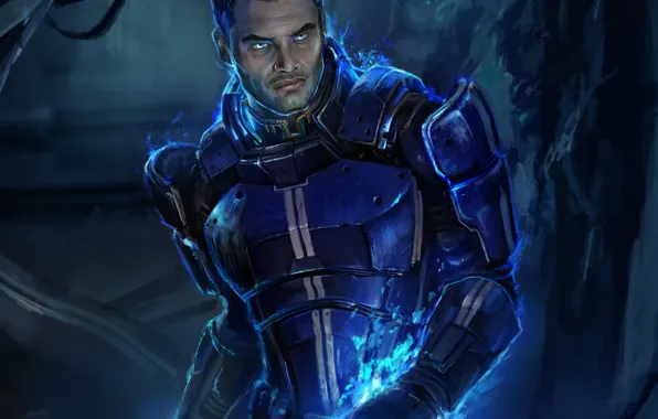 The wreckage, art, male, Mass Effect, DuneChampion, Kaidan Alenka