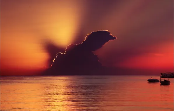 Picture sea, sunset, cloud