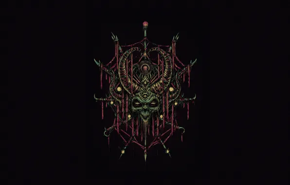 Minimalism, Skull, Style, Face, Background, Fantasy, Horns, Art