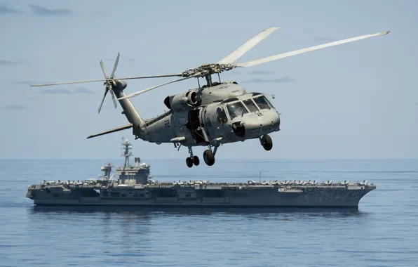 Picture flight, the carrier, helicopter, multipurpose, Seahawk, Sikorsky SH-60F, "Sea Hawk"