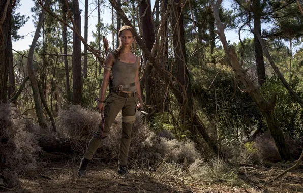 Picture cinema, Tomb Raider, girl, forest, woman, movie, 2018, Lara Croft