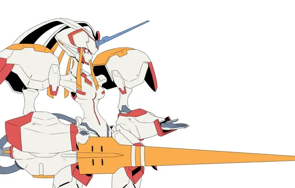 Anime, white background, spear, Strelitzia, Darling In The Frankxx, Cute in France, Franks, Strelitzia
