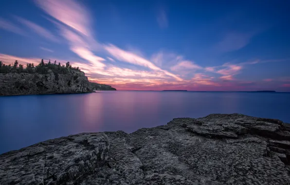 Picture lake, rocks, dawn, Ontario