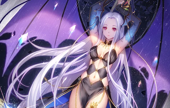 Picture girl, sexy, cleavage, thighhighs, long hair, dress, boobs, anime