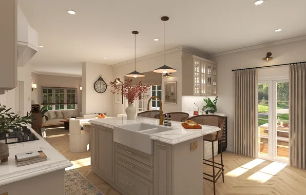 Design, style, interior, kitchen, living room, dining room, rural house, Charming Farmhouse Ideas