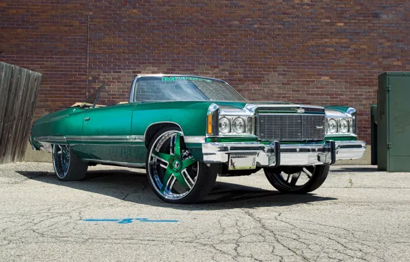 Wallpaper chevrolet, tuning, caprice, 1974, green donk for mobile and
