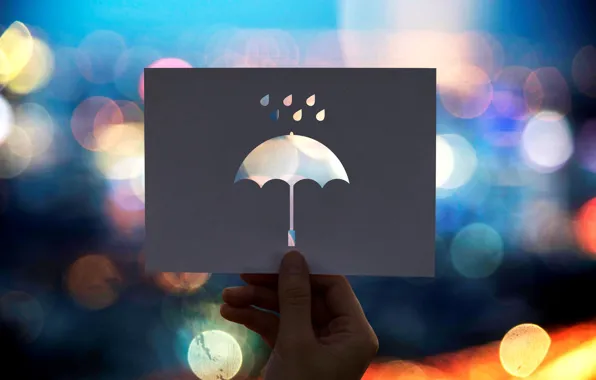 Picture umbrella, card, bokeh