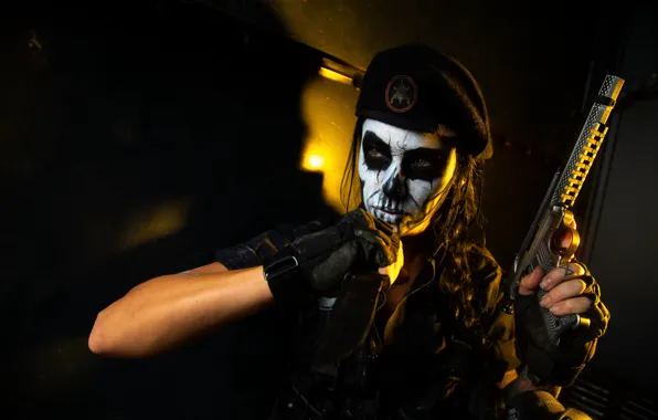 Picture weapons, model, mask, knife, takes, model, women, cosplay