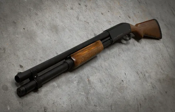 Background, trunk, the gun, pump, Remington 870