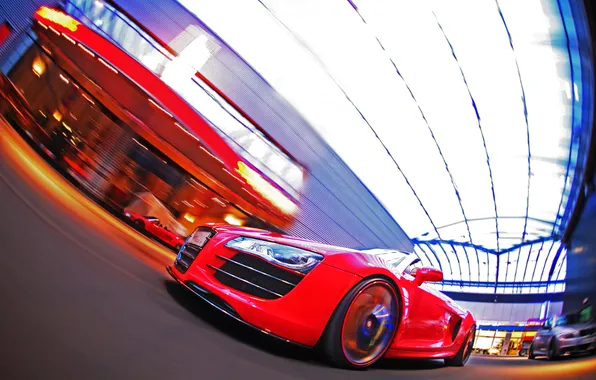 Car, machine, reflection, speed, audi r8, tuning, speed, reflection