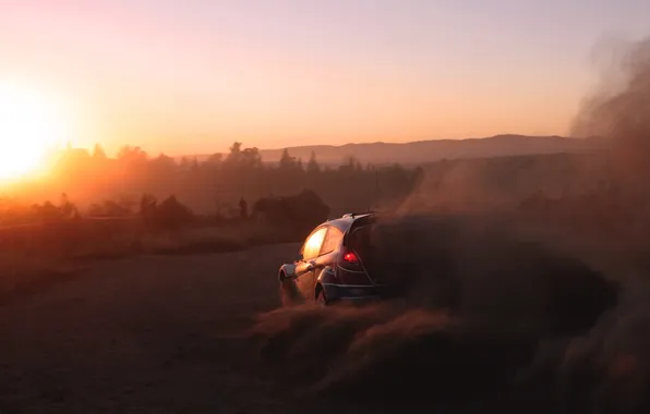 Sunset, Ford, The sky, Auto, Dust, Sport, Machine, Speed