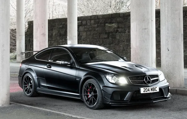 Mercedes-Benz, Wall, Wallpaper, Columns, AMG, Black, Germany, Coupe