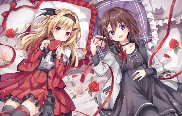 Girls, roses, anime