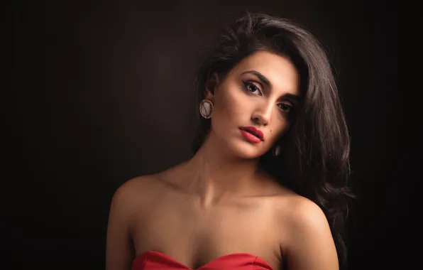 Look, girl, portrait, brunette, the dark background, Dilan