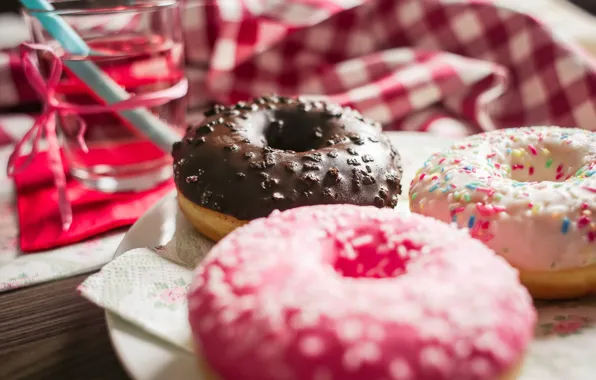 Food, colorful, donuts, drink, dessert, glaze, breakfast, donuts