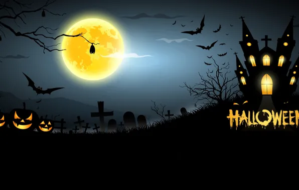 Picture house, cemetery, pumpkin, horror, horror, Halloween, house, scary