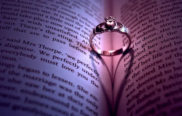 Paper, the inscription, books, ring, love
