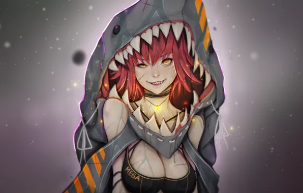 Girl, Look, Style, Girl, Shark, Teeth, Mouth, Predator