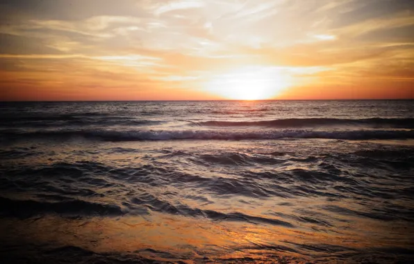 Picture sea, the sky, dawn