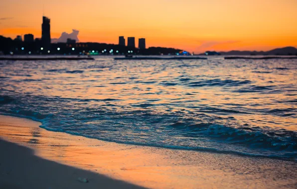 Sand, sea, beach, the sky, water, sunset, stay, paint