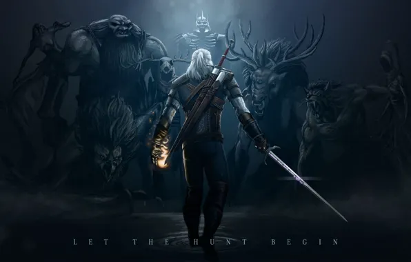Picture monsters, twilight, The Witcher, The Witcher 3 Wild Hunt, The Witcher 3 Wild Hunt