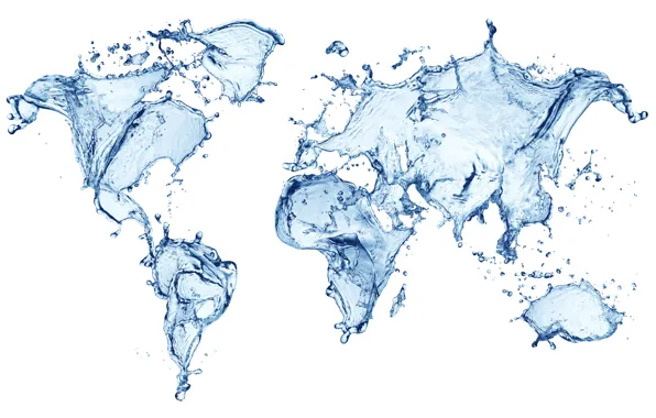Picture water, drops, squirt, freshness, world map, cool