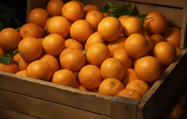 Oranges, box, a lot, AI art, neural network