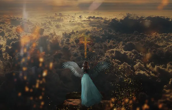 The SKY, CLOUDS, ANGEL, CROSS, HEAVEN