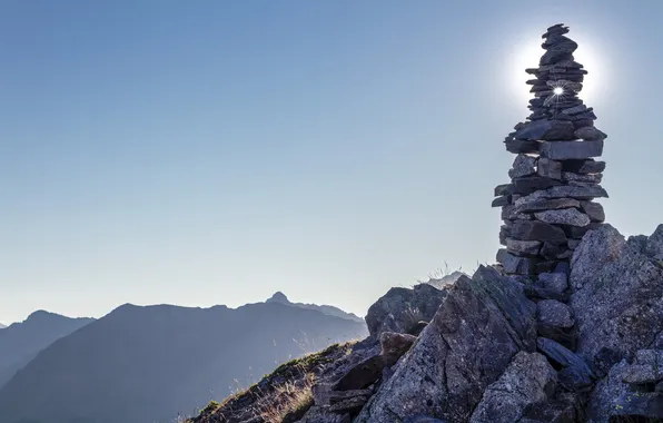 The sky, landscape, mountains