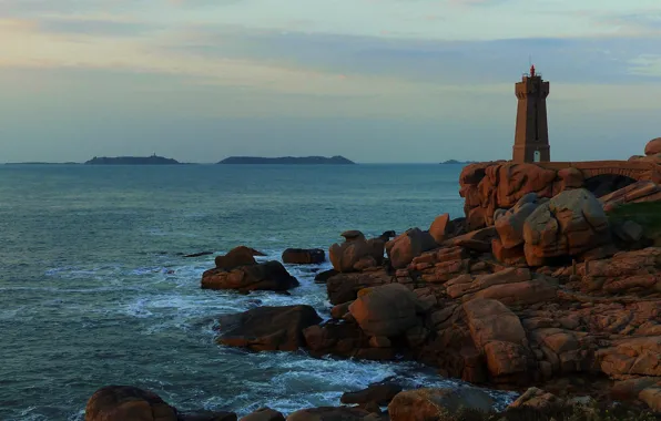 Picture coast, France, lighthouse, Brittany