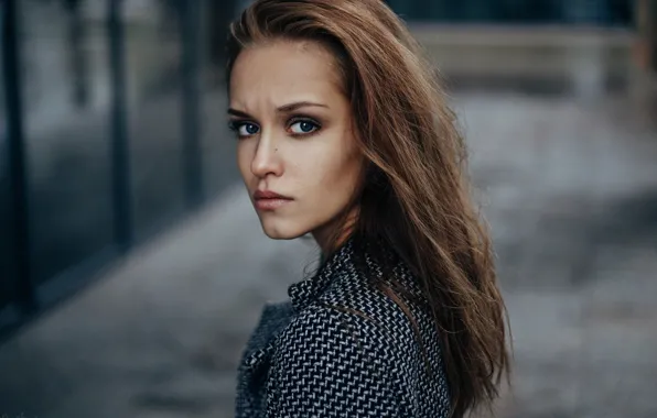 Look, girl, background, portrait, makeup, hairstyle, brown hair, bokeh