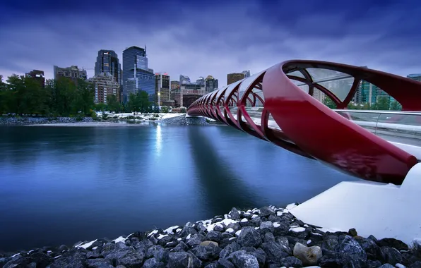 Picture bridge, the city, river, Canada