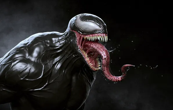 Language, eyes, teeth, art, art, drool, Venom, Venom