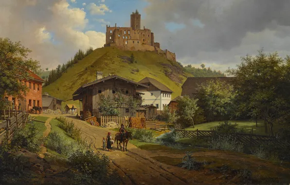 Picture German painter, German painter, Hilgartsberg Castle Ruins, Carl Friedrich Heinzmann, 1829, Castle ruins Hilgartsberg, Carl …