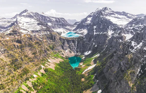 Picture landscape, mountains, nature, USA, national Park, Glacier National Park, Glacier, Beaver Chief Falls