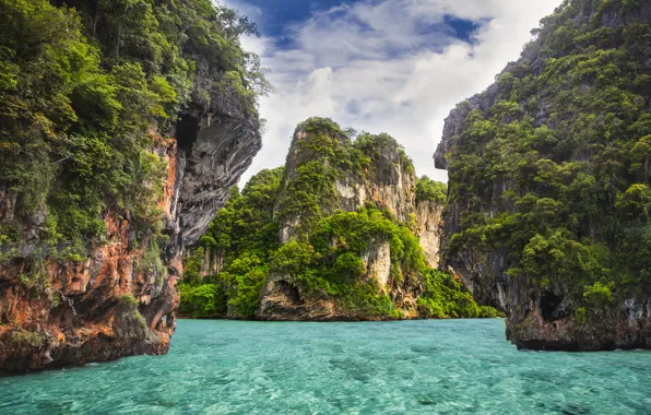 Sea, water, Islands, Paradise, Thailand, Krabi