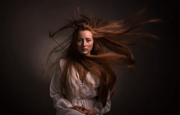 Hair, portrait, red, the scope, Alexey Rodionov, Pauline Skatova