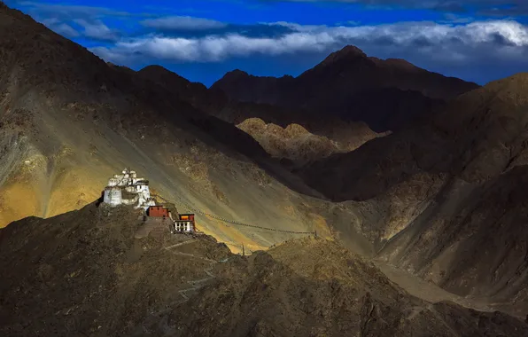 Landscape, mountains, Leh Palace