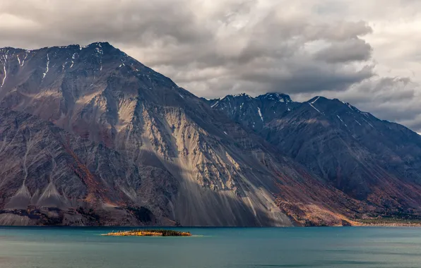 Picture water, mountains, clouds, nature, lake, island, mountain