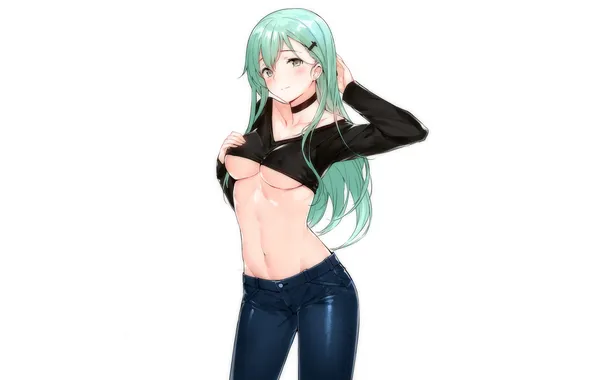 Girl, sexy, erect nipples, long hair, boobs, sexy girl, anime, beautiful