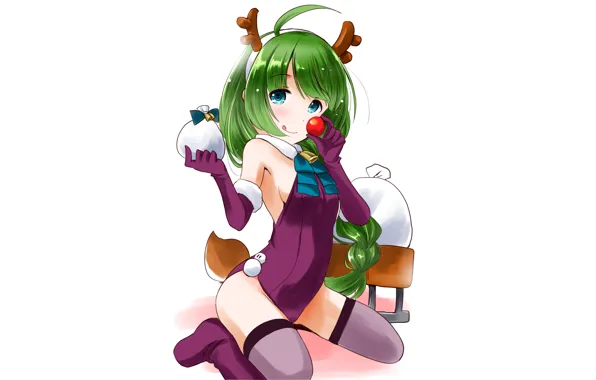 Girl, sexy, cleavage, thighhighs, long hair, boobs, anime, blue eyes