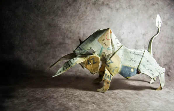 Picture paper, origami, bull