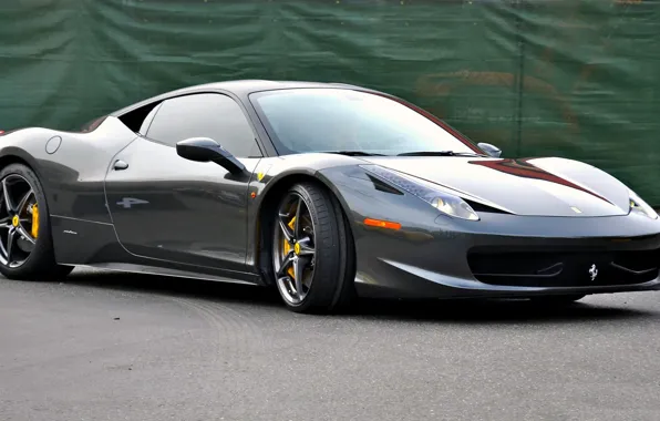 Ferrari, grey, 458 italia, sport car