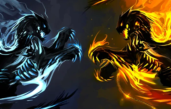 Art, dragon, fire and ice, fire and ice