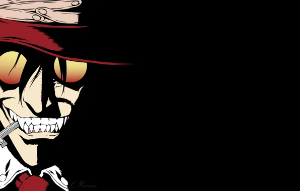 Wallpaper look, smile, shadow, vampire, Hellsing, Hellsing for