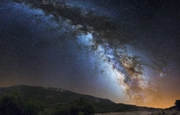 The sky, space, stars, mountains, the milky way
