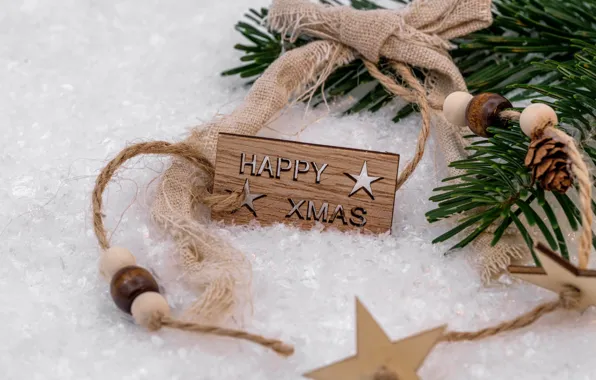 Winter, holiday, the inscription, plate, Christmas, New year, beads, bow
