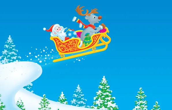 Figure, new year, sleigh, Santa Claus